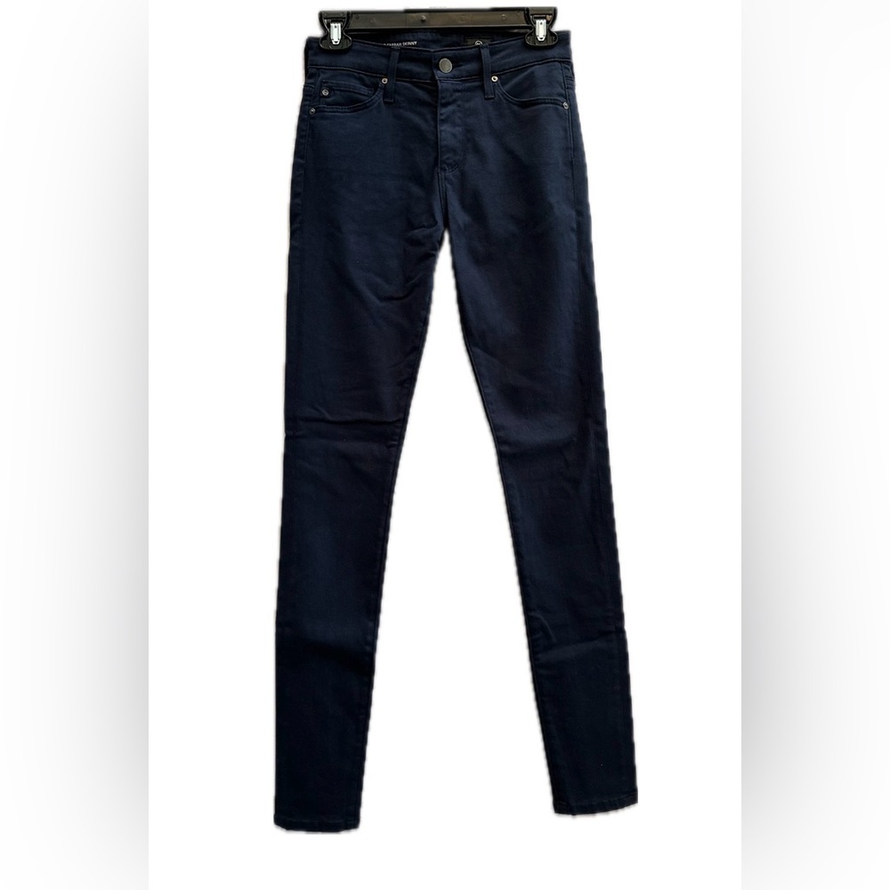 AG Adriano Goldschmied Navy Sateen Jeans High Rise Skinny